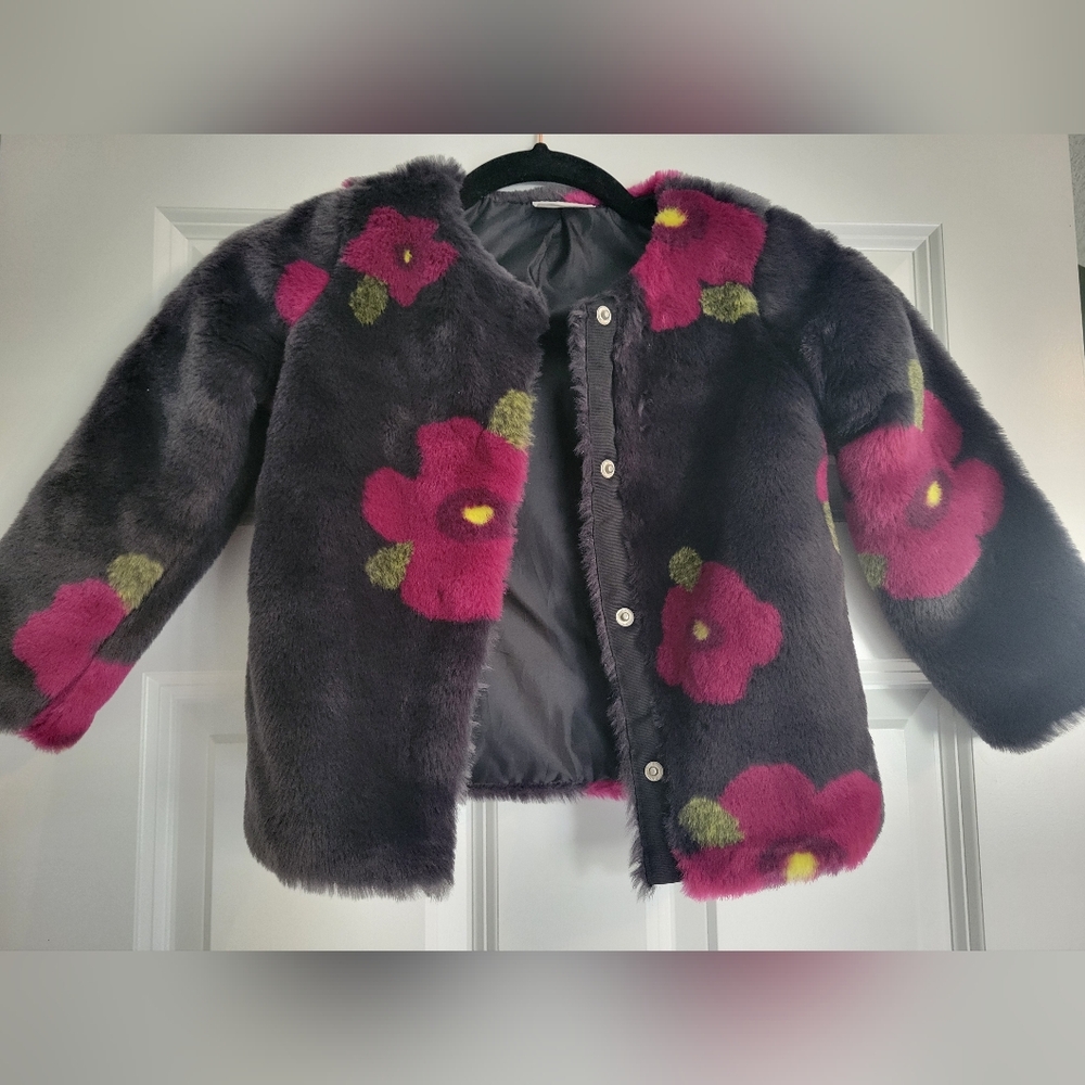 Floral Kids Jacket - Black and Pink